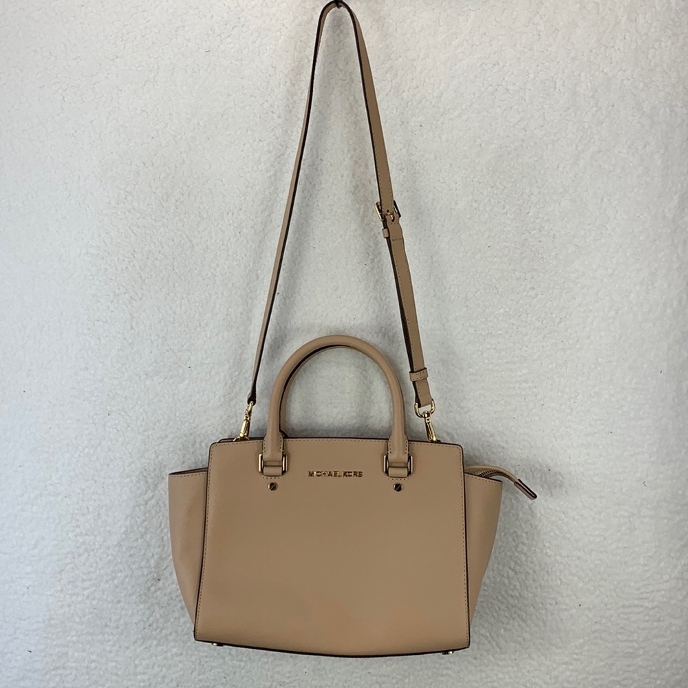 Michael Kors Selma Handbag‎ Women’s Medium Dark Khaki Saffiano Leather Tote
